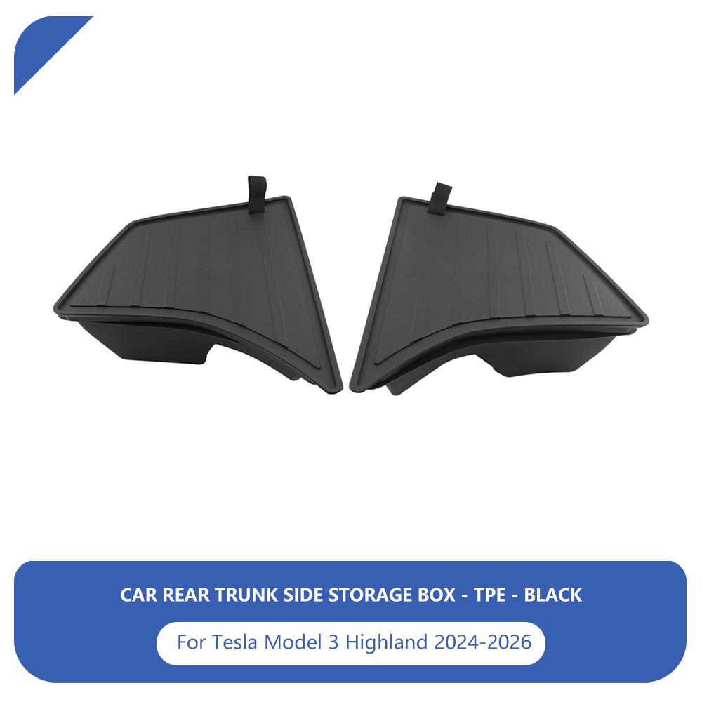 

For Tesla Model 3 Highland 2024-2026 TPE Trunk Storage Bins Organizer Waterproof Rear Trunk Side Storage Box Stowing Accessories чёрный