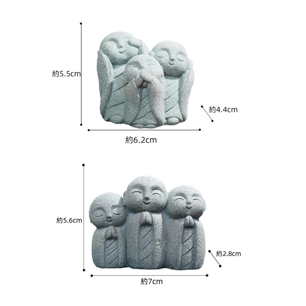 Yuzhiye Jizo Figurines, Set of 2, Cute and Stylish Small Jizo Ornaments, Soothing Buddhist Statues, Buddhist Objects, Amulets, Decorative Charms,