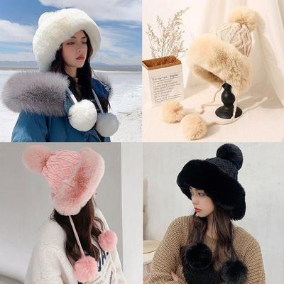 Winter Kälteschutz Drop Pelz Strick Pelzmütze warm Mode Kälteschutz