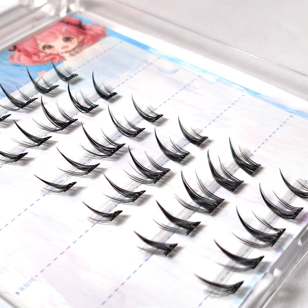 Butterfly Girl Adhesive-Free Sunflower Manga V-Shape Natural False Eyelashes for Halloween Cosplay