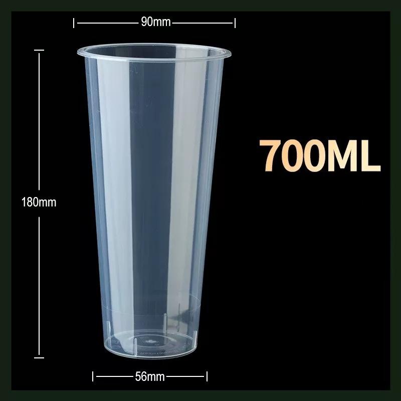 Thickened Plastic Transparent Cup Disposable Milk Tea Cupd Iced Coffee Latte Cold Drink Packaged Cup with Lid Hot and Cold Dual Use Drinking Utensils