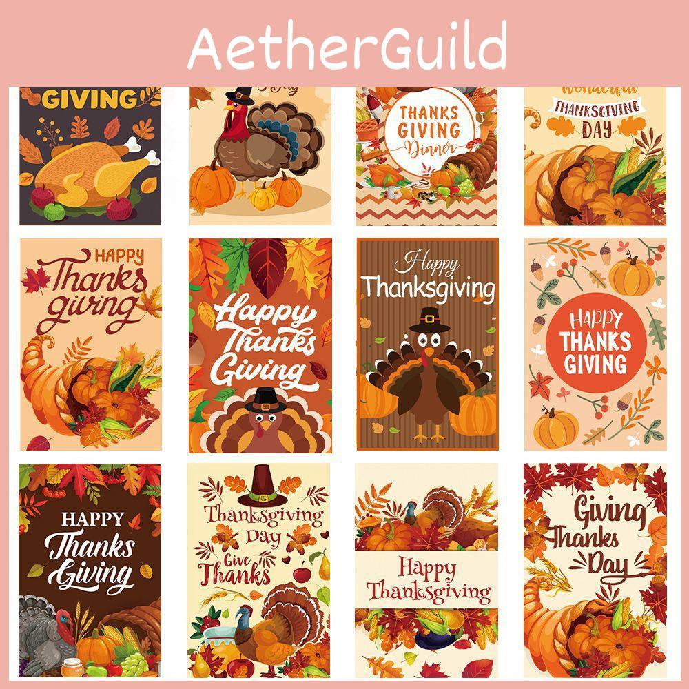 Thanksgiving Paper Greeting Card With Turkey Illustration And Envelope Stickers For Festive Celebration