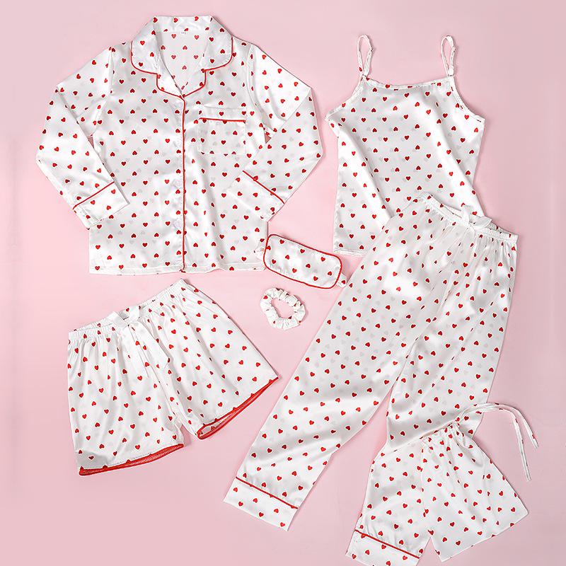 

Детский всесезонный носимый шелковый полосатый комплект пижамы из 7 предметов на 2025 год 160