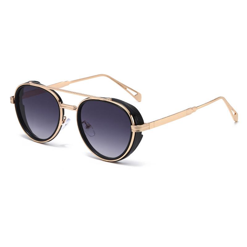 New European and American fashion personality oval side bag sunglasses men's retro punk style sunglasses women