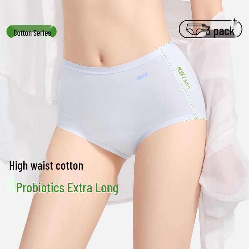 SecretWorld Women's High-Waist Pure Cotton Antibacterial Briefs