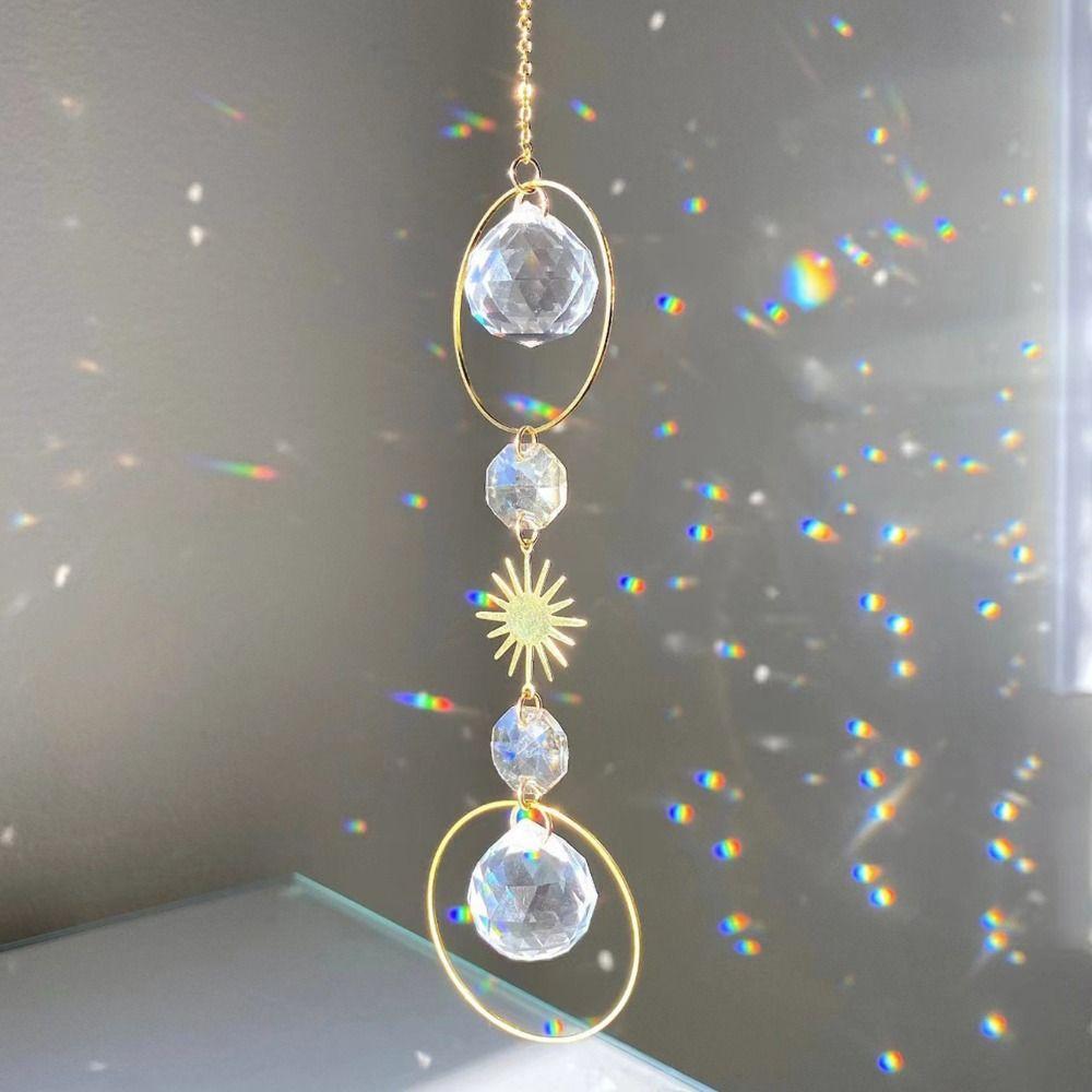 Sun Moon Artificial Crystal Wall Hanging Handmade Rainbow Maker  Home Bedroom