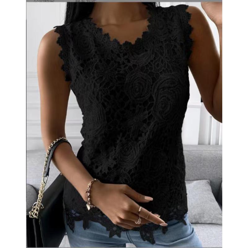 Dame Vintage Blomster Tank Top Camisole Sommer Mote Dame Blonder Ermeløs Uformell Elegant Bluse Plus Size Topper
