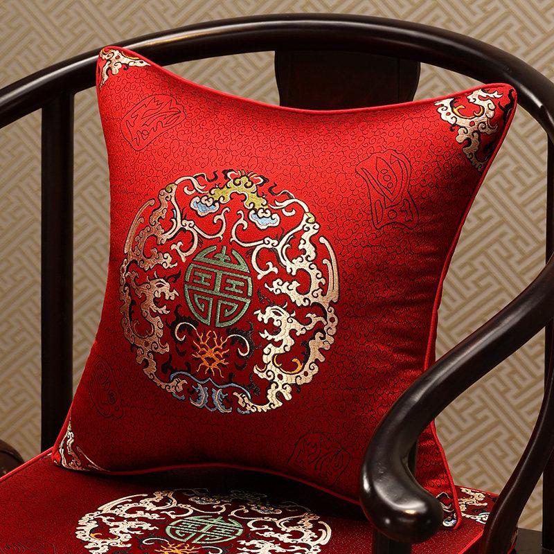 Chinese-Style Jacquard Square Pillow Cover Embroidered Lumbar Pillow Case Sofa Large Backrest Cover Hotel Office Home Decor