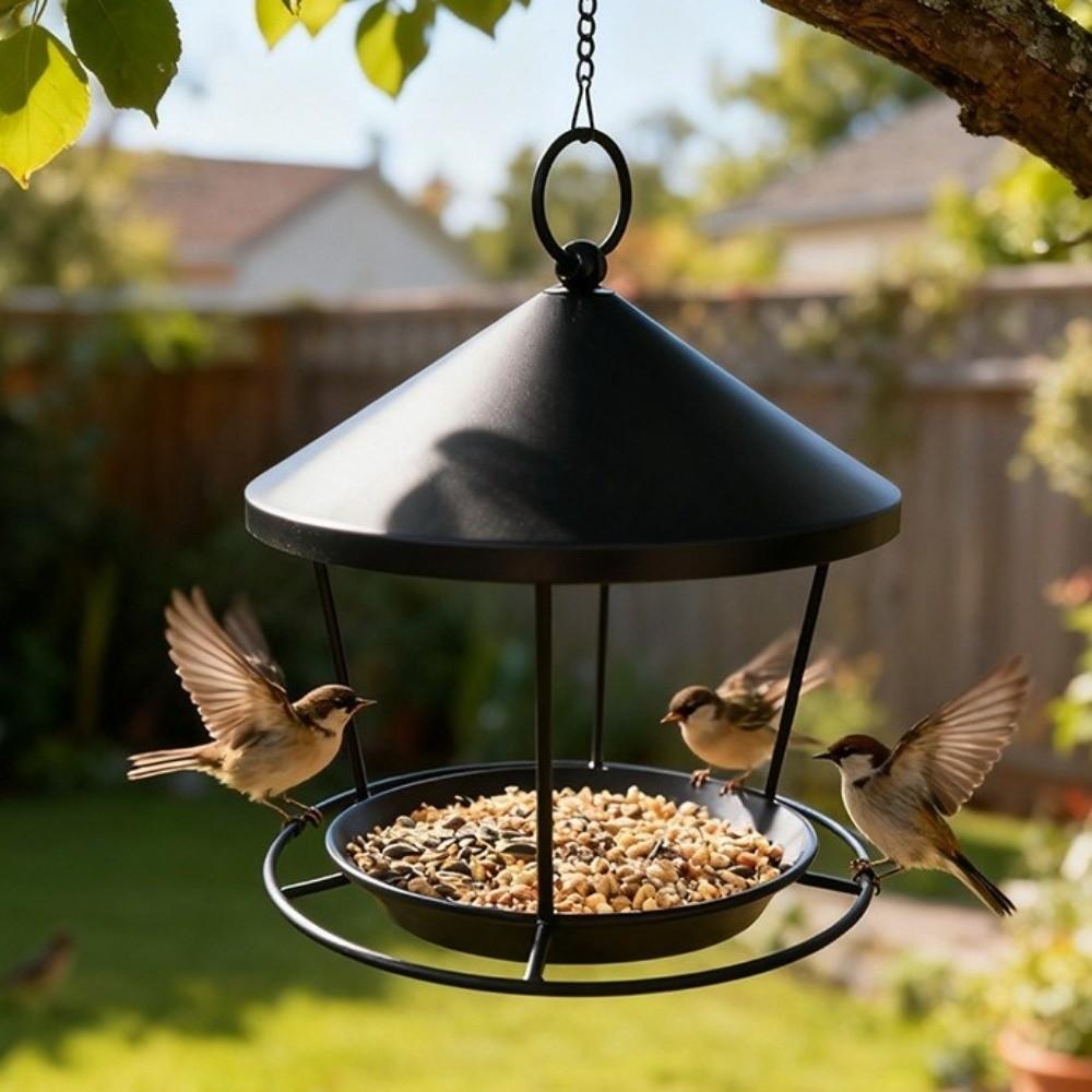 Rustproof Hanging Bird Feeder Spacious Holder Bird Water Bowl Bird Food Container  Patio