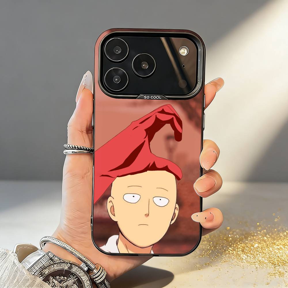 

Чехол для телефона One P-Punch Аниме S-Сайтама M-Человек Для iPhone17 16 15 14 13 12 Pro Max Серый Черный Матовый Лазерный Металлик Аврора Funda iPhone17PRO