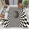 3D Vortex Illusion Black and White Rug for Bedroom Floor Mat Abstract Geometric Optical Vertigo Carpet Non-slip Livingroom Decor