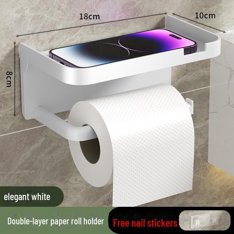 Punch-Free Toilet Roll & Storage Rack for Bathroom and Kitchen