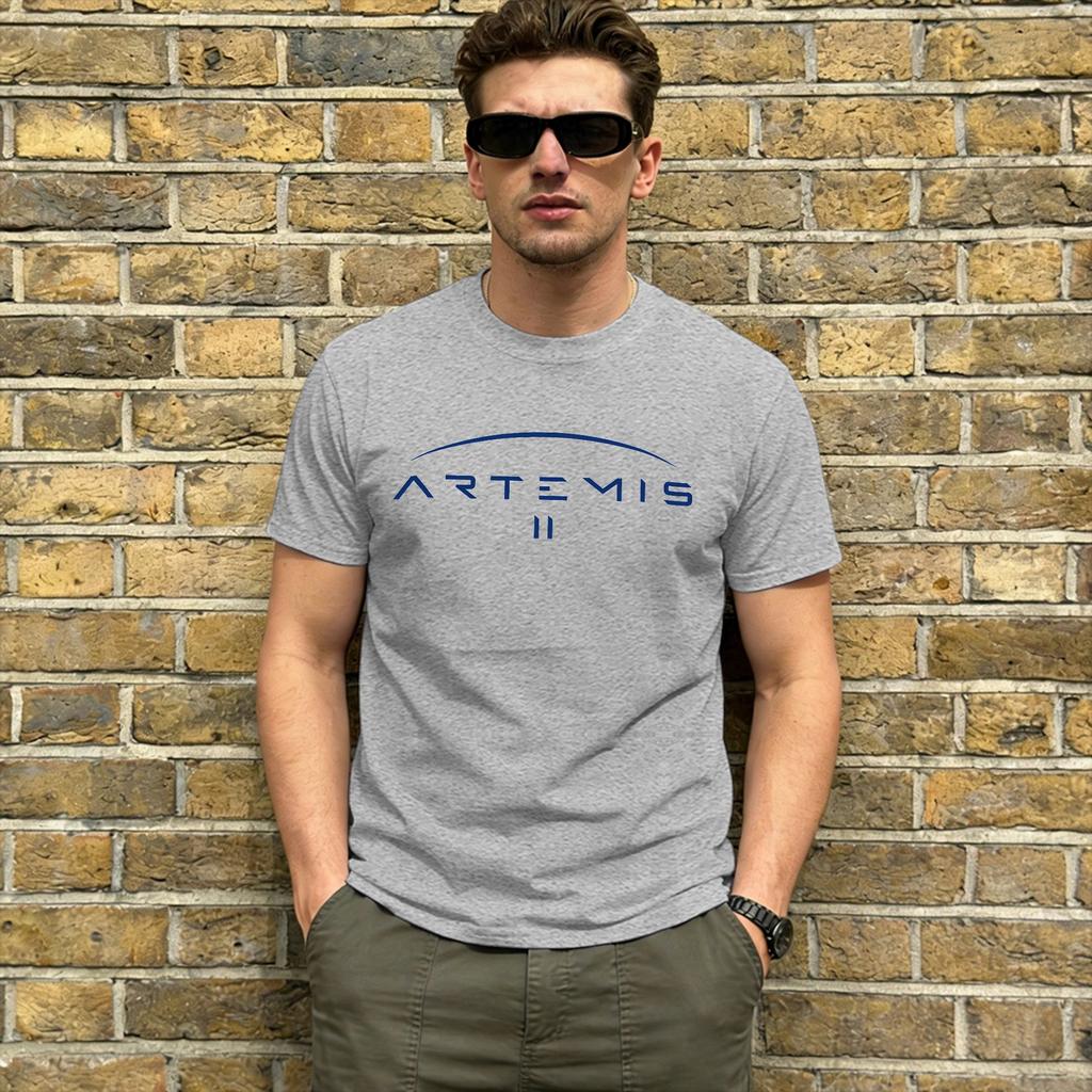 Artemis Ii Moon Mission T Shirts Mens Pure Cotton Casual Tshirts Round Collar Tee Shirt Short Sleeve Clothes Plus Size