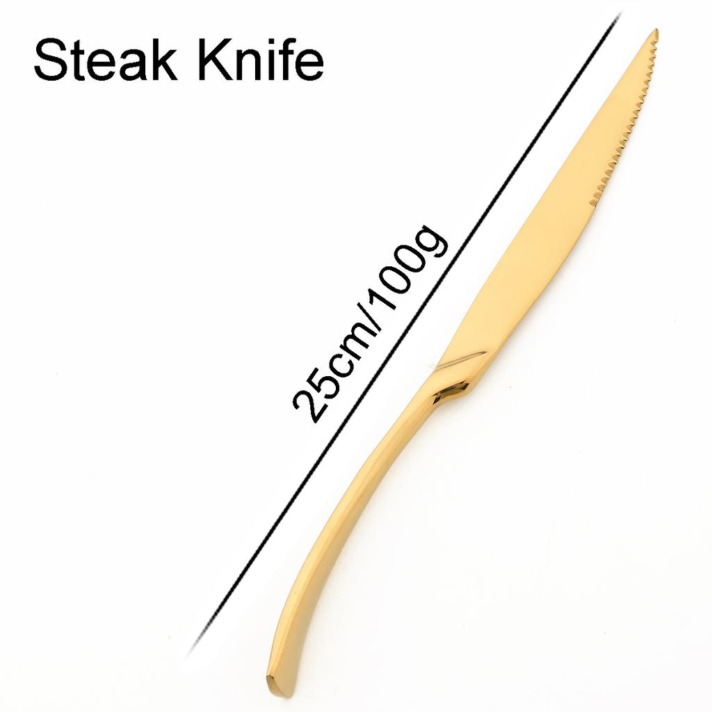 1pc 304 Stainless Steel Tableware Gold Dinnerware Steak Knife Service Fork Spoon Cutlery Salad Fork Spoon Butter Knife Flatware