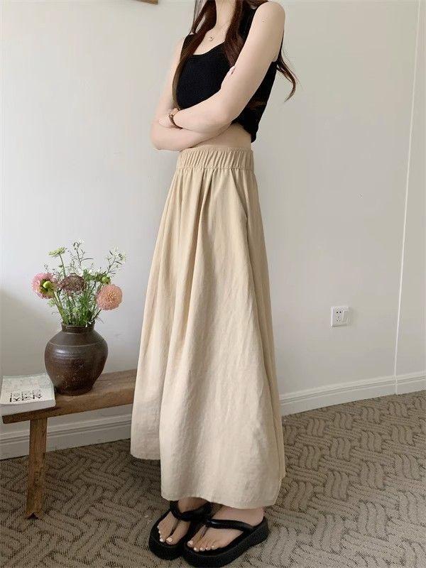 Yamamoto Autumn High-Waist Pleated A-Line Midi Skirt