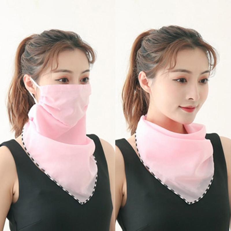 1Pc Women Mask Scarf Sun Protection Mask Outdoor Riding Dustproof Running Cycling Ear Hangers Silk Scarf Handkerchief