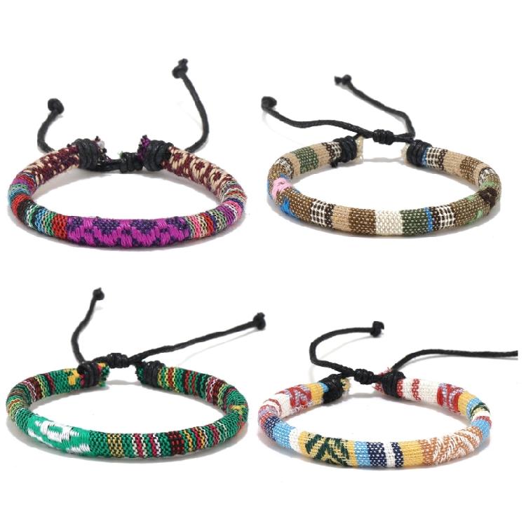Unique Patterns Woven Wristband Trendy Multicolor Bracelet Colorful Handcrafted Jewelry for Music Festivals and Holidays
