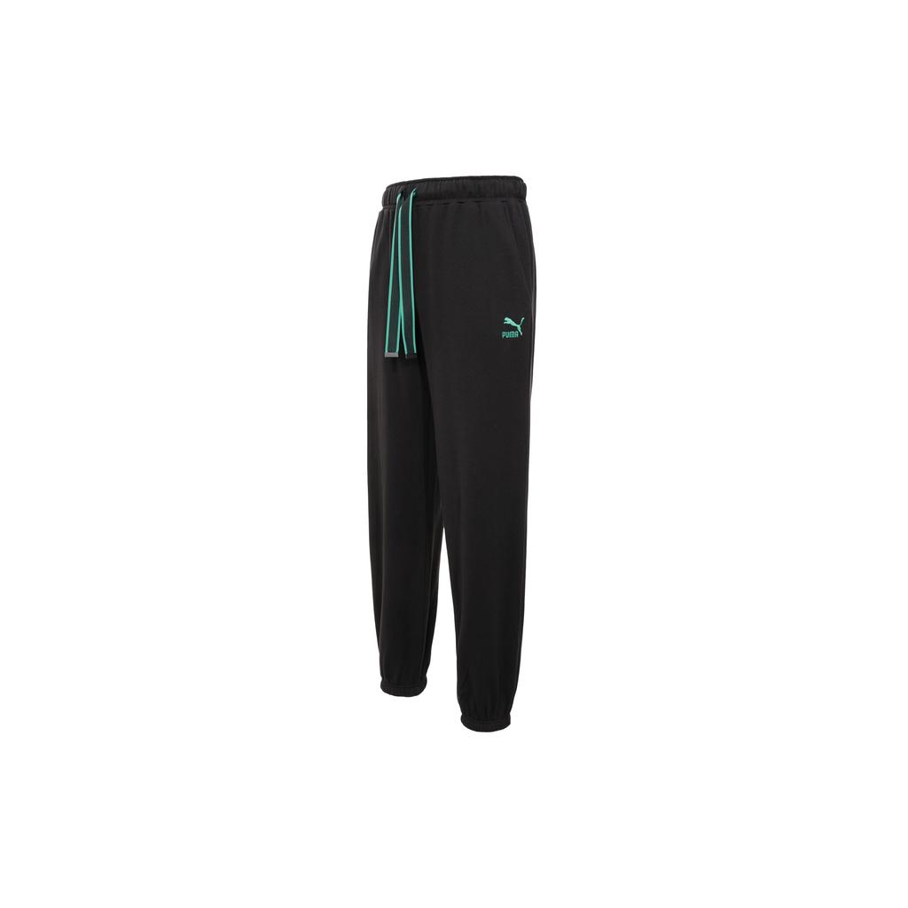 Puma Embroidered Logo Casual Mid-Rise Drawstring Knit Sports Pants Men Bottoms Black 625803-01