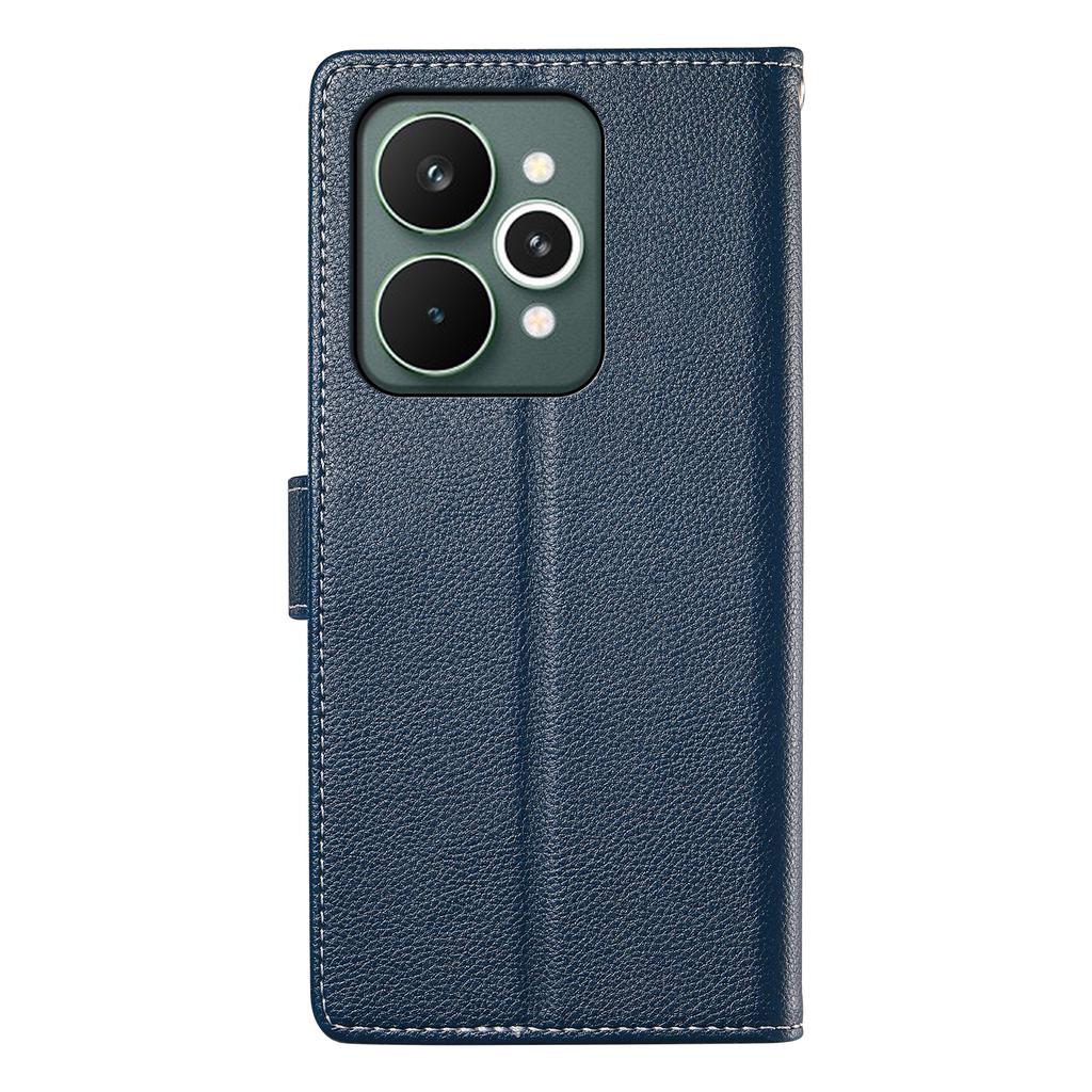 For Realme 15 Pro 5G/15 5G Case Magnetic Snap Litchi Texture Leather Wallet Phone Cover with Wrist Strap
