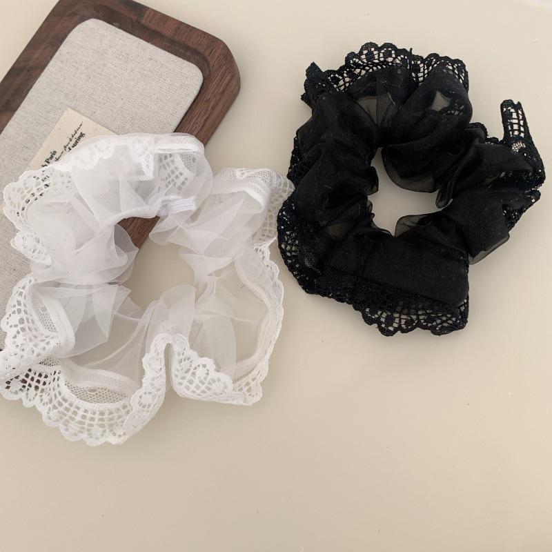 Beauty Jewelry At Will Mesh Lace Large Intestine Hair Band Fairy Sweet High Elastic Hair Rope Tied Flower