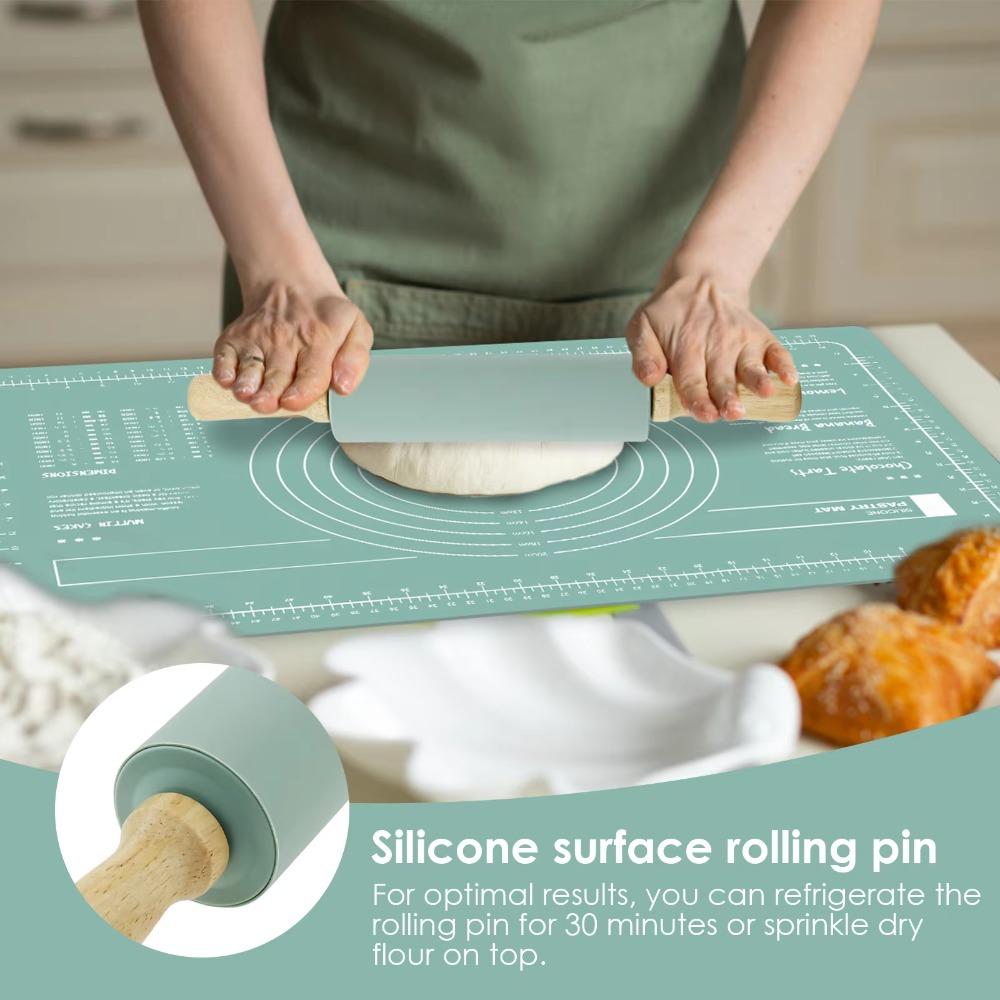 Heat Resistant Dough Rolling Mat With Scale Baking Mat Household Silicone Kneading Pad Set  Cake