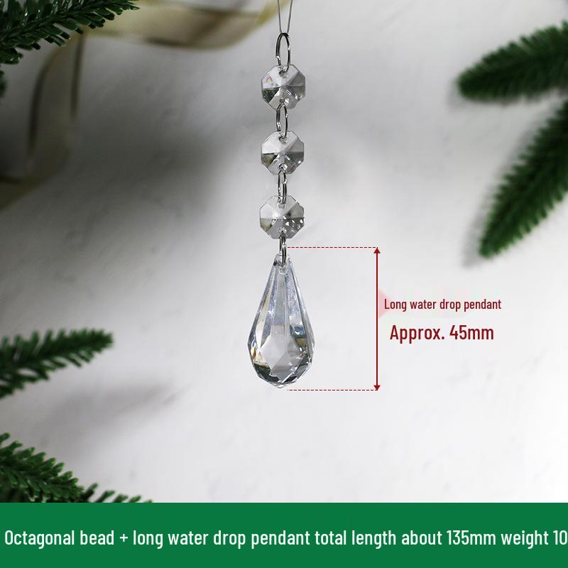 Transparent Acrylic Snowflake Ornament Set with Crystal Bead Strings for Christmas Tree Decoration