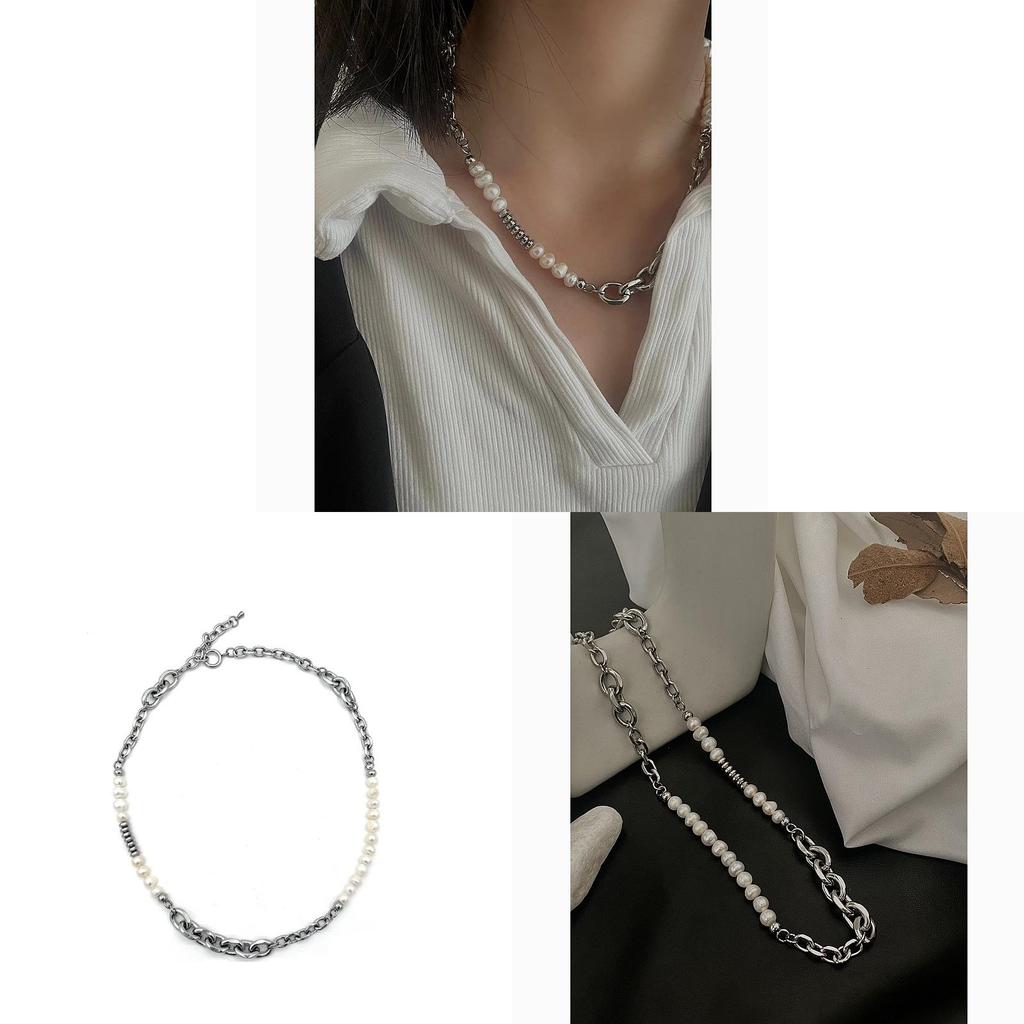 Collier à chaîne perles d'inspiration vintage style géométrique fait main pour homme et femme