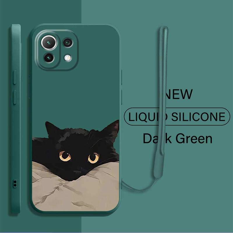 Case for Xiaomi Redmi A1 K60 K40 14C 13C 12C 9 8 10 A2 A3x Phone Cover Cartoon Black Cat Fashion