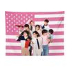 SKZ Pink American Flag Tapestry Flat Print SKZ Group Photo Wall Hanging Trendy KPop Fan Room Decor Banner for Bedroom