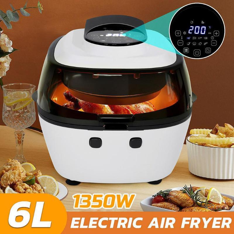 6L Healthy Cooker Low Fat Oil Free Kitchen Oven Timer 1350W Smart Touch Screen Electric Fryer Kitchen Cooking Air Fryer чёрный