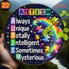 D Flat Pc CmxCm Autism Awareness Metal Sign with Rainbow And Puzzle Pieces Motivational Wall Decor for Living