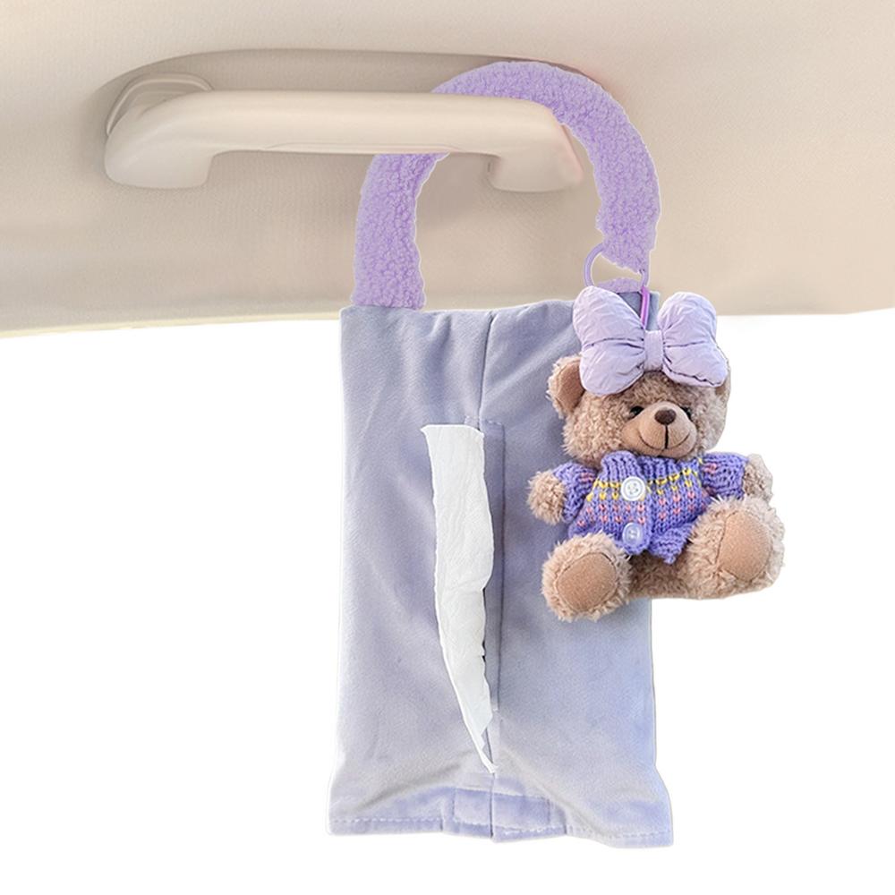 Tissue Box For Car Cartoon Tissue Storage In Car Plush Backseat Car Tissue Case Holder Multifunctional Tissue Box Storage For