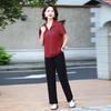Women's Summer Sports Suit: Stylish, Age-defying, Short-sleeved T-shirt for Middle-aged Ladies with a High-end Feel.