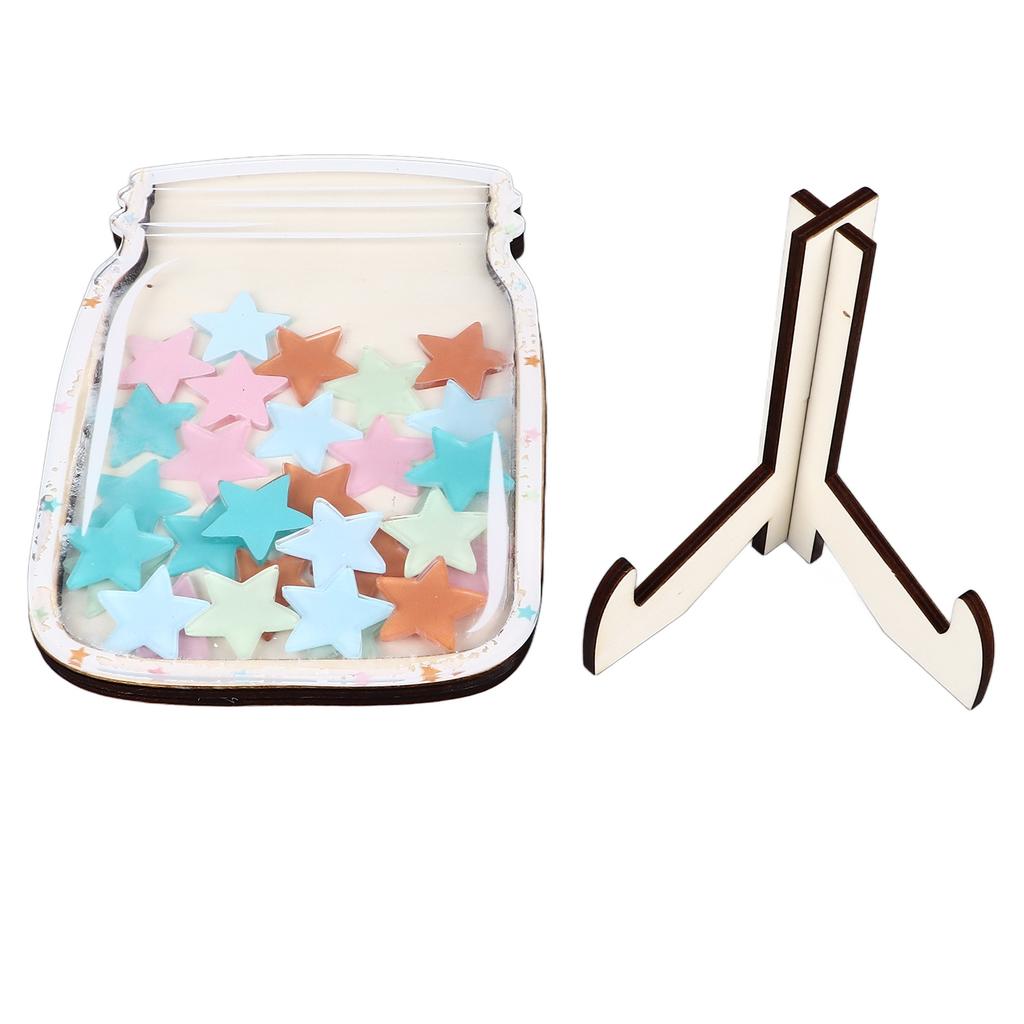 Star Reward Jar 30 Colorful Star Safe Sturdy Wood Stable Stand Routine Training Kids Reward Board for Home Education