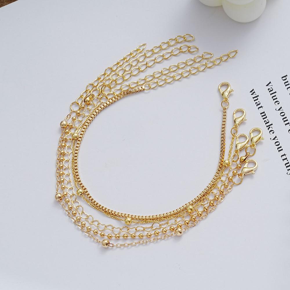 5pcs Retro Box Chain Simple Fashion Bracelet Multilayer Bracelet Set