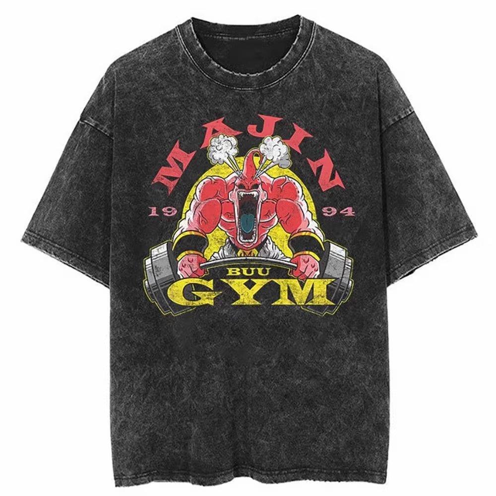 Anime Dragon Ball Goku Printed Tshirt Mens and Womens Washed Tshirt High Quality Vintage Cotton Tshirt Harajuku YK Tops