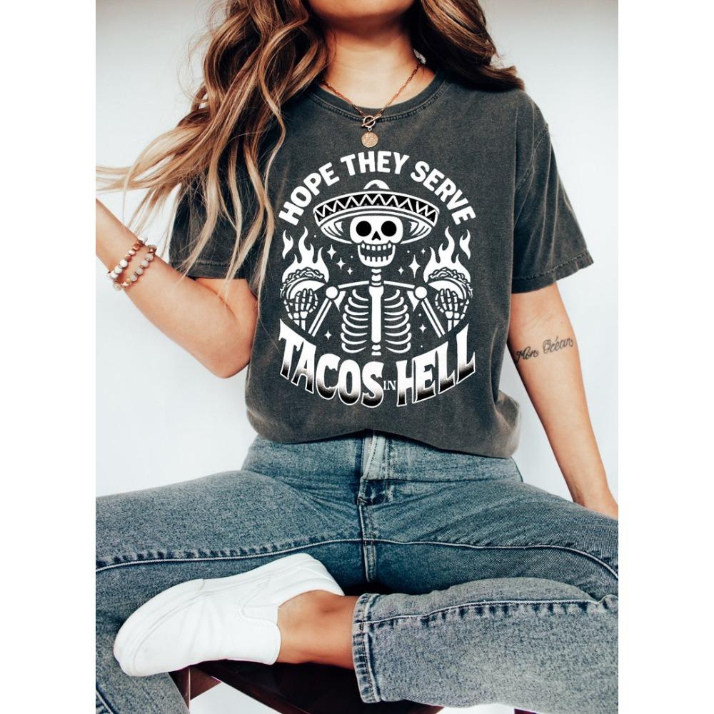 

Hot Sale I Hope They Serve Tacos in Hell Graphic Print T-Shirt Men Women Streetwear Hip Hop Fashion Harajuku Y2K Loose Oversized Summer New Tee XXXL чорний
