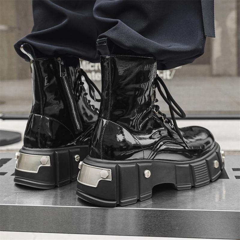 

Парижская платформа ботинки Мартина мужские нишевые панк молния локомотивные ботинки британские большая голова европейские и американские высокие ботинки 33988-J 38 чёрный