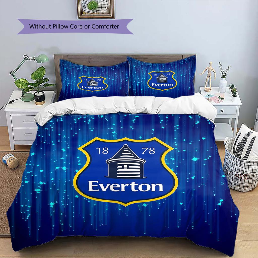 Everton Football Club Pattern Bedding Quilt Set Home Decoration Gift (1 * duvet cover + 2 * pillowcase without core)