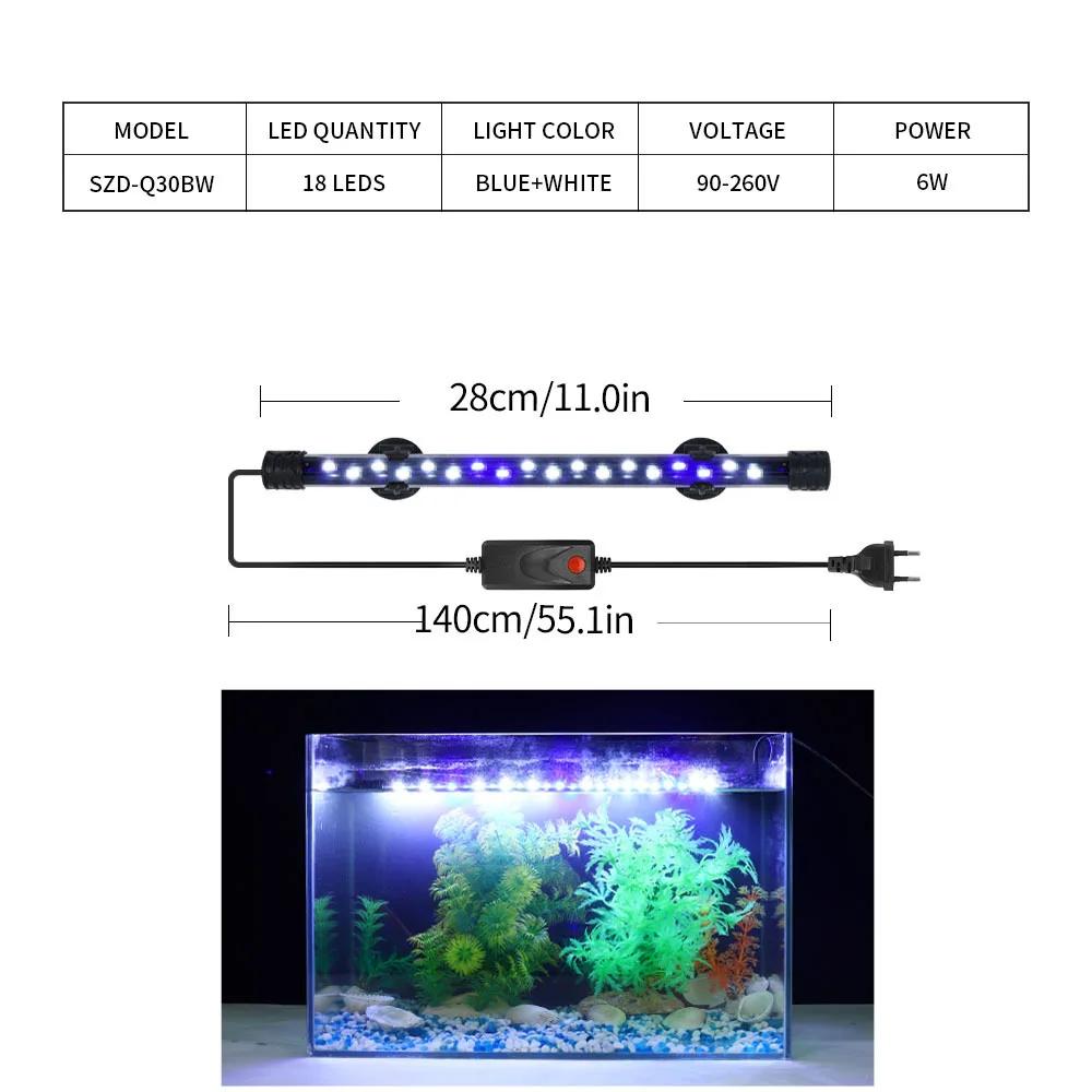 Pflanzenwachstumslicht Aquarium LED-Licht Wasserdicht Fischbeckenlicht 18-48CM Unterwasser-Aquarien Dekor Beleuchtung 90-260V 5730 Chip