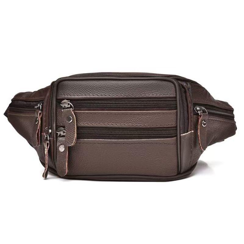 2025 Korean Style Genuine Leather Crossbody Fanny Pack - Top Layer Cowhide