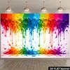 2D Plane Background Cloth Featuring the Theme of Rainbow Pigment Droplets and Splashes with a Dazzling Fluid Artistic Texture