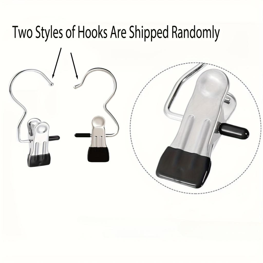 10pcs Stainless Steel Pant Hangers with Hooks - Heavy-Duty Laundry Clips, Space-Saving Multifunctional Storage for Jeans