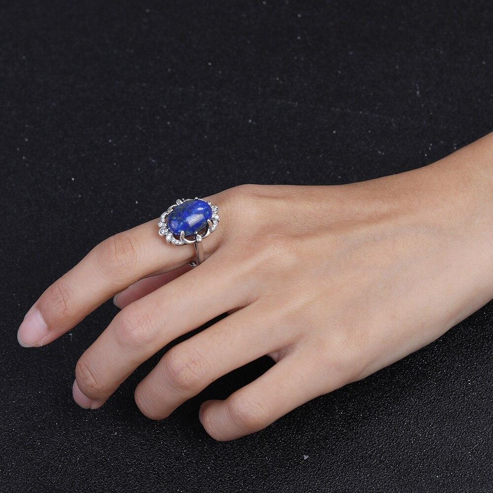Silver Ring Vintage Natural Lapis Lazuli Ring for Women Jewelry