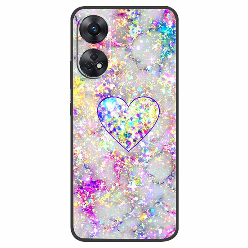 Case For Oppo Reno 8T Cover Black Silicone Soft Phone Back Cases for Oppo Reno8 T 4G Fundas Reno8T CPH2481 6.43" Lovely Fundas