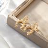 Elegant Zirconia Stud Earrings with Horseshoe Buckle - High-end European & American Socialite Style