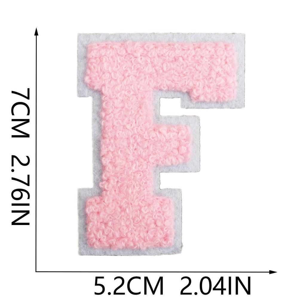Roaring Sky A-Z Pink Chenille Embroidery Patch: 7cm Iron-on Sticker for Bags