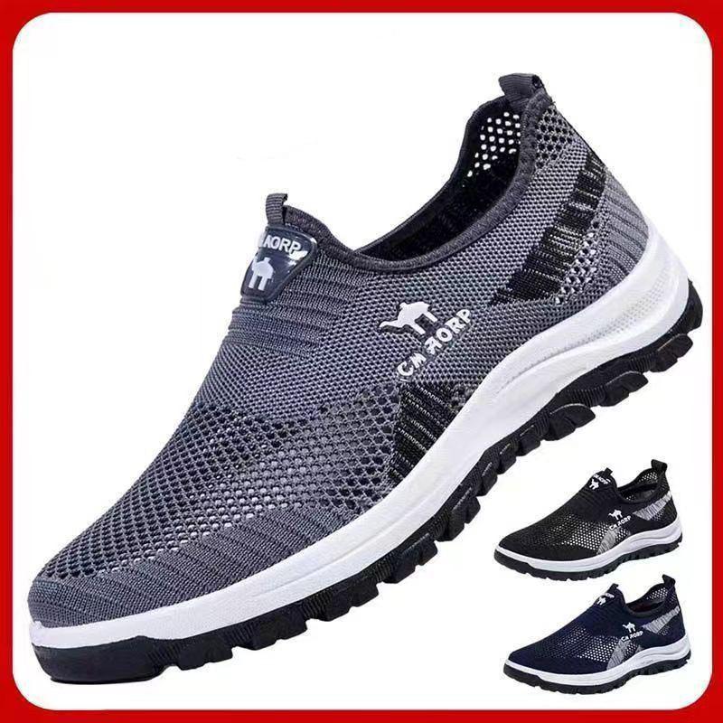 Herren Neue Mesh-Schuhe Atmungsaktive Freizeit-Laufschuhe Flying Knit Sportschuhe Faule Leute Pedal