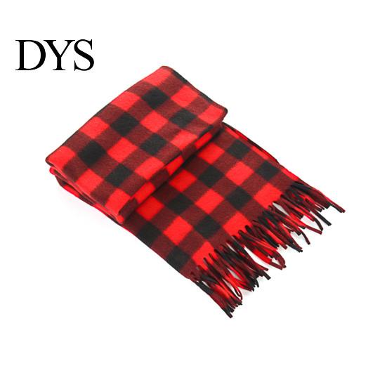Imitation Cashmere Feel Scarf 10Pcs Men Women Plaid Print Tassel Trim Double Warm Winter Sided Velvet Long Contrast Color Thermal