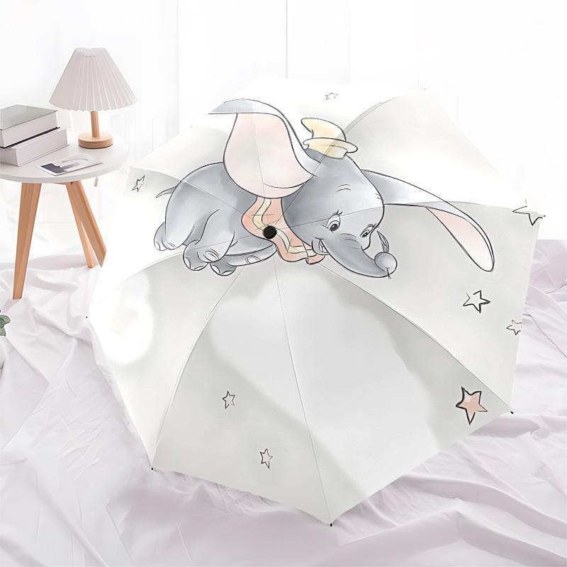 Dumbo "Motivation" Themed Automatic Opening and Closing Umbrella, Brightly Colored 8-rib Portable Umbrella, Suitable for Men and Women, A Perfect Gift